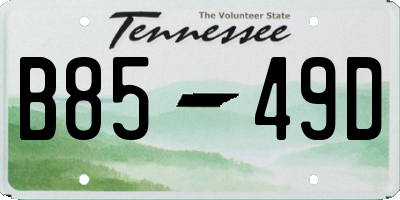 TN license plate B8549D