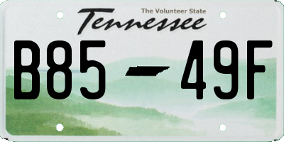 TN license plate B8549F