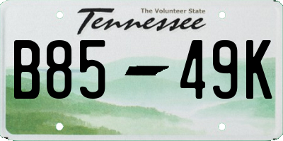 TN license plate B8549K
