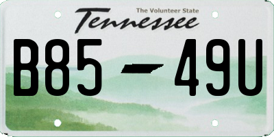 TN license plate B8549U