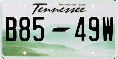 TN license plate B8549W