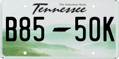 TN license plate B8550K