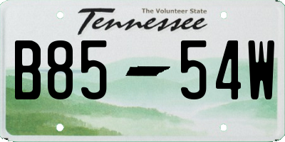 TN license plate B8554W