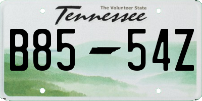TN license plate B8554Z