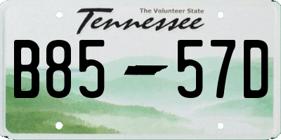 TN license plate B8557D