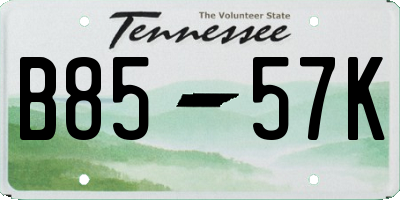 TN license plate B8557K