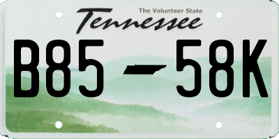 TN license plate B8558K