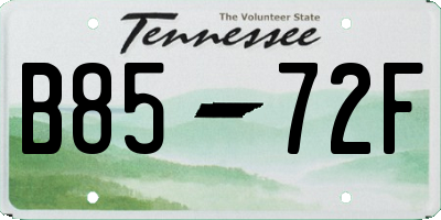 TN license plate B8572F