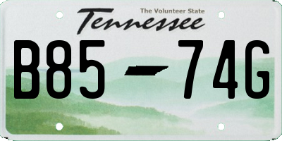 TN license plate B8574G