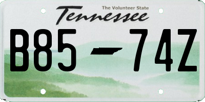 TN license plate B8574Z