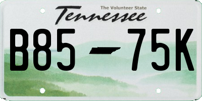 TN license plate B8575K