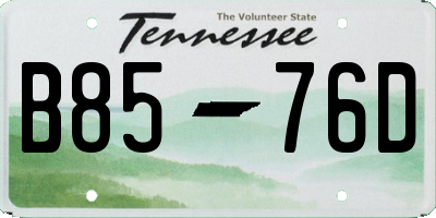TN license plate B8576D