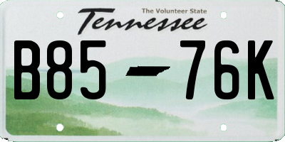 TN license plate B8576K