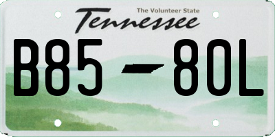 TN license plate B8580L
