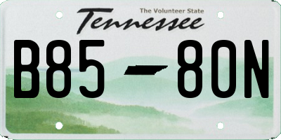 TN license plate B8580N