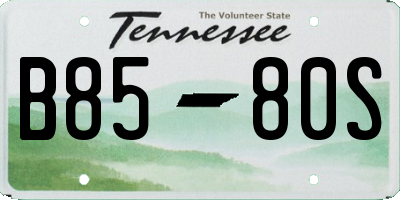 TN license plate B8580S