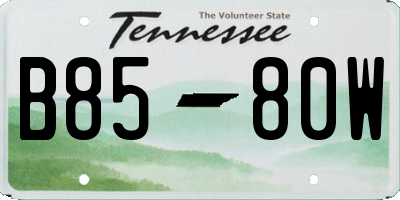 TN license plate B8580W