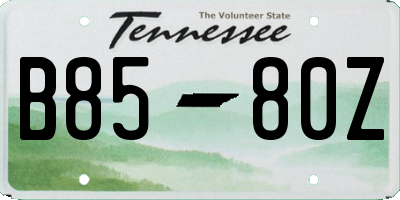 TN license plate B8580Z