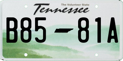 TN license plate B8581A