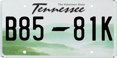 TN license plate B8581K