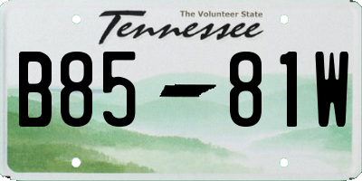 TN license plate B8581W