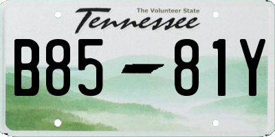 TN license plate B8581Y