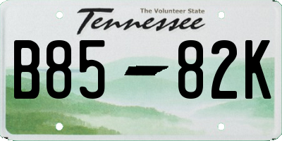 TN license plate B8582K