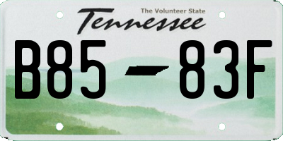 TN license plate B8583F