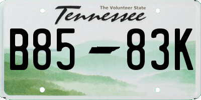 TN license plate B8583K