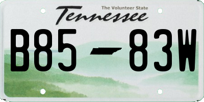 TN license plate B8583W