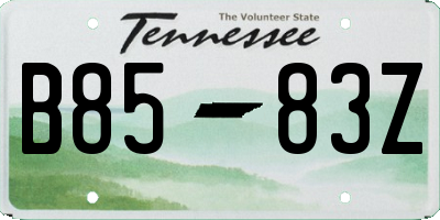 TN license plate B8583Z