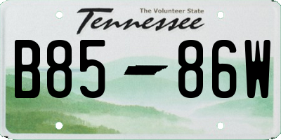 TN license plate B8586W