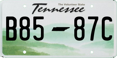 TN license plate B8587C
