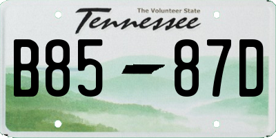 TN license plate B8587D