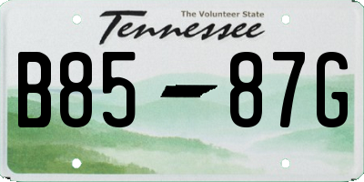 TN license plate B8587G