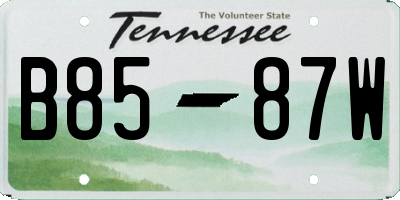 TN license plate B8587W