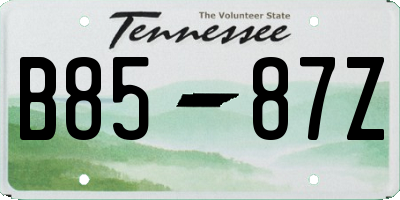 TN license plate B8587Z