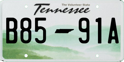TN license plate B8591A