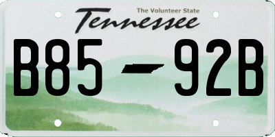 TN license plate B8592B