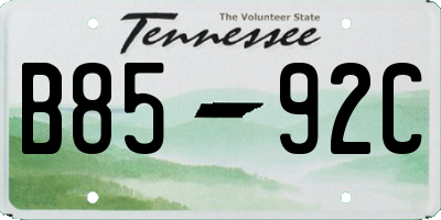 TN license plate B8592C