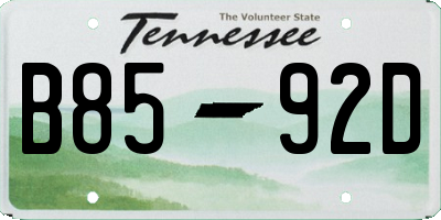 TN license plate B8592D
