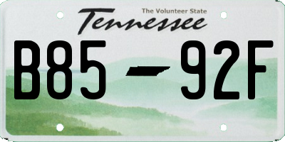 TN license plate B8592F