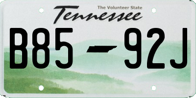 TN license plate B8592J
