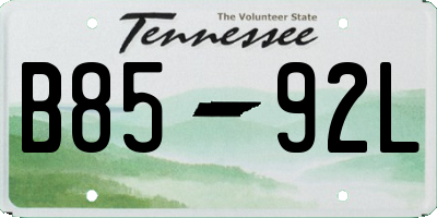 TN license plate B8592L