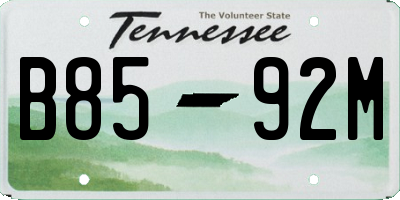 TN license plate B8592M