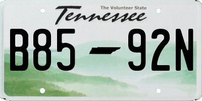 TN license plate B8592N