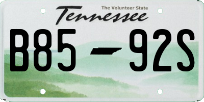 TN license plate B8592S