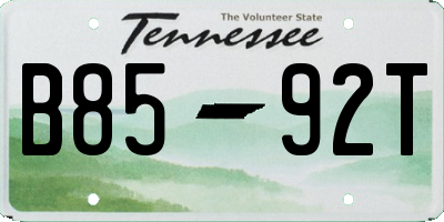 TN license plate B8592T