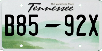 TN license plate B8592X