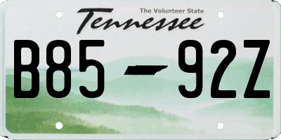 TN license plate B8592Z